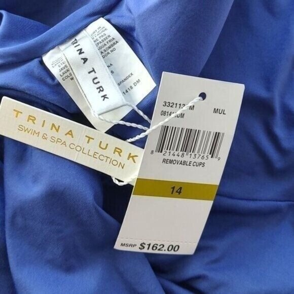 Trina Turk  One Piece Swimsuit 14 Breeze Ruffle V-Neck Plunge Tropical NEW - Picture 8 of 9